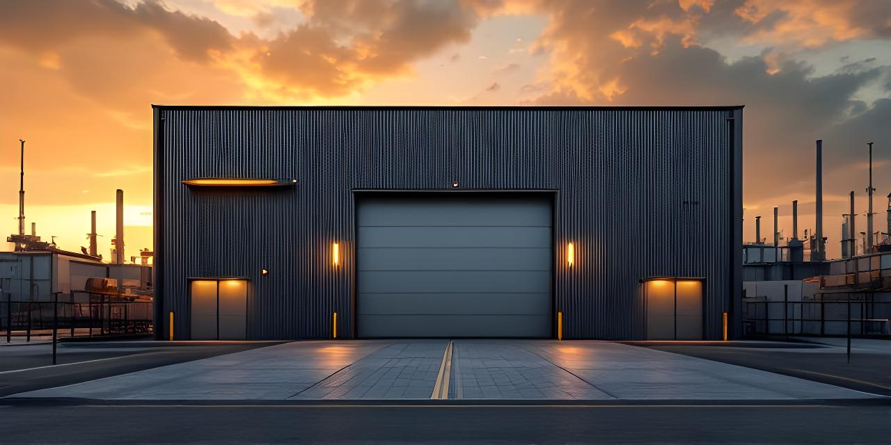 Fachada industrial de Oeste Industria en Lanús Oeste al atardecer, con portón metálico y entorno productivo